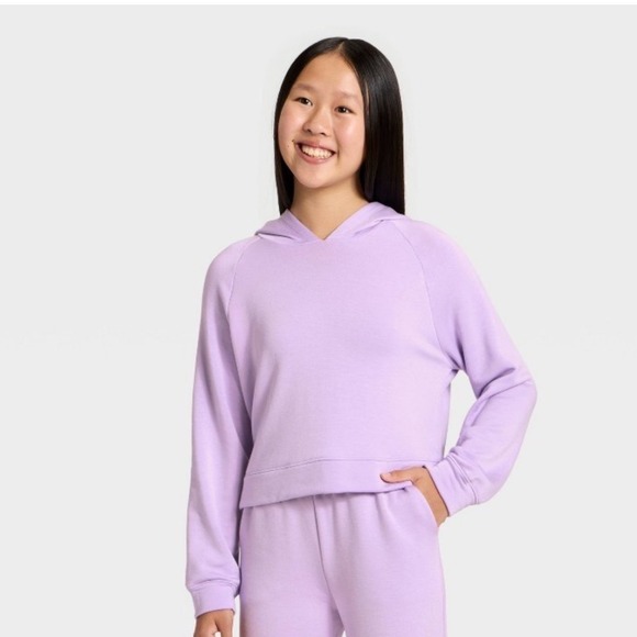 all in motion Other - All in Motion Girls Lavender Pullover Hoodie Cropped Relaxed Fit Purple Size M 8